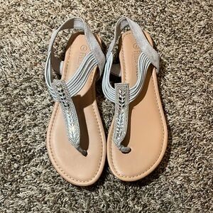 Silver Sandals with rhinestone detailing for Women size 7